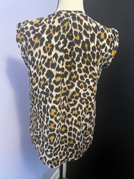J. Crew 100% Silk Leopard Print Cap Sleeve Blouse - Picture 2 of 3